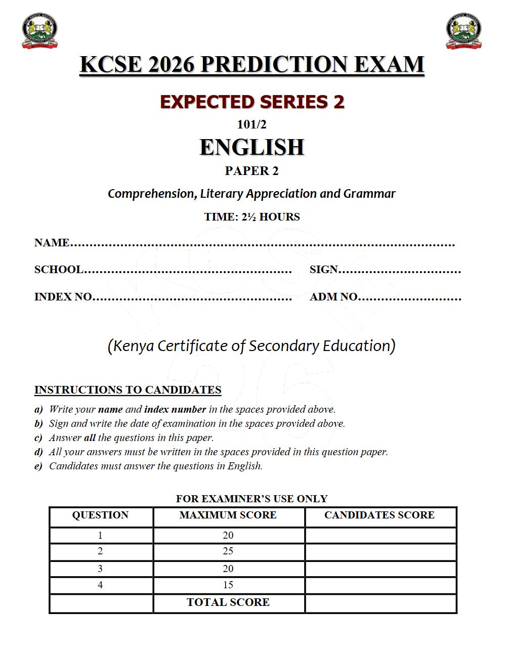 Thumbnail preview of Form 4 English Paper 2 KCSE Prediction 2026_15