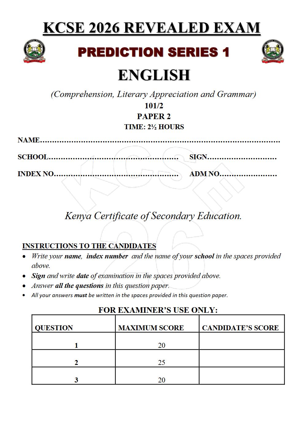 Thumbnail preview of Form 4 English Paper 2 KCSE Prediction 2026_17