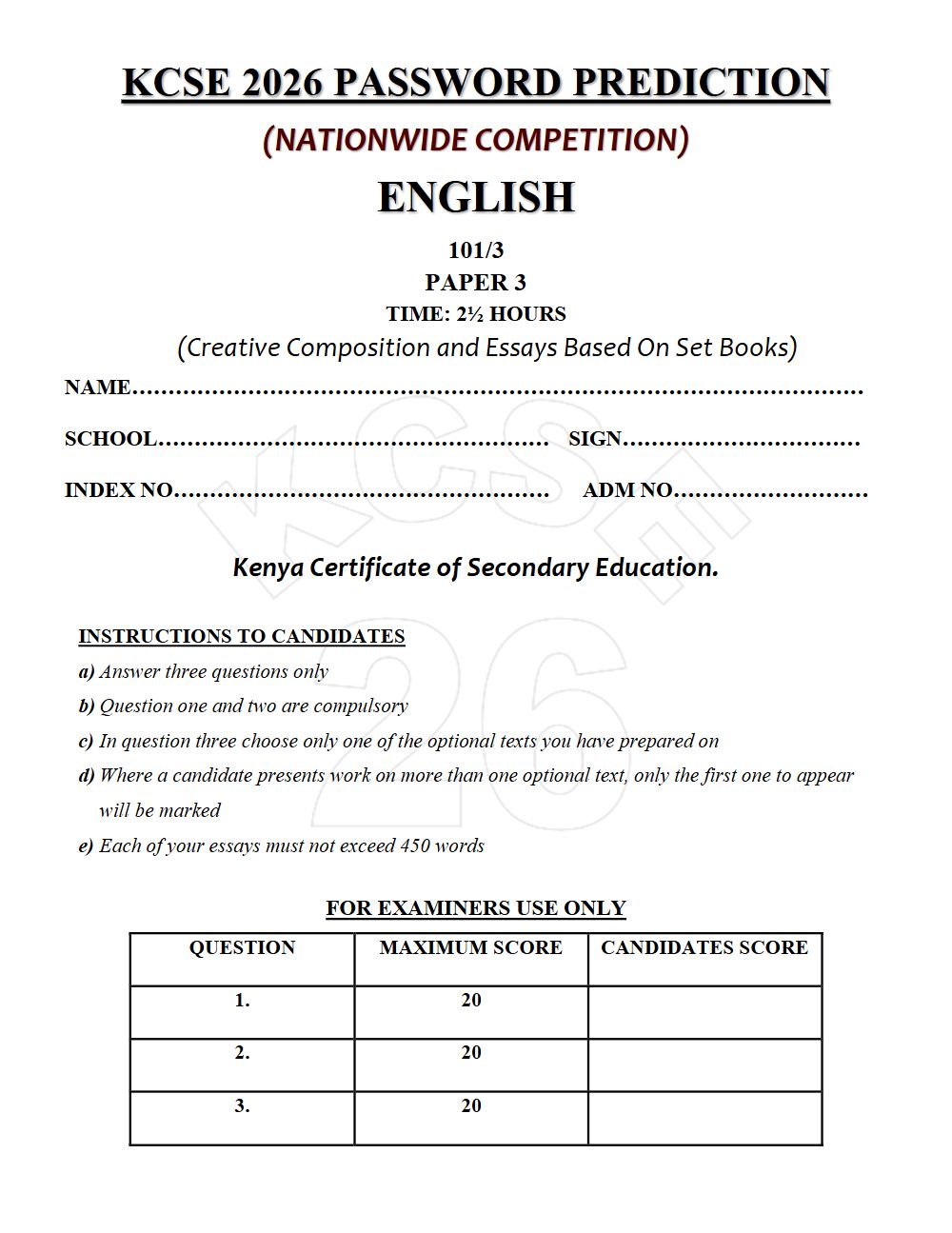 Thumbnail preview of Form 4 English Paper 3 KCSE Prediction 2026_13