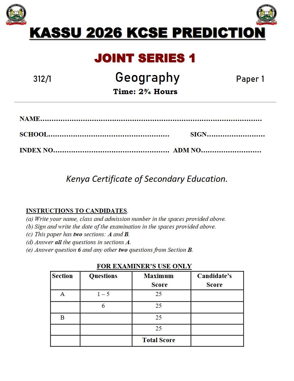 Thumbnail preview of Form 4 Geography Paper 1 KCSE Prediction 2026_10