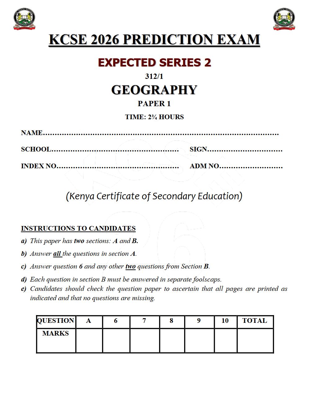Thumbnail preview of Form 4 Geography Paper 1 KCSE Prediction 2026_15