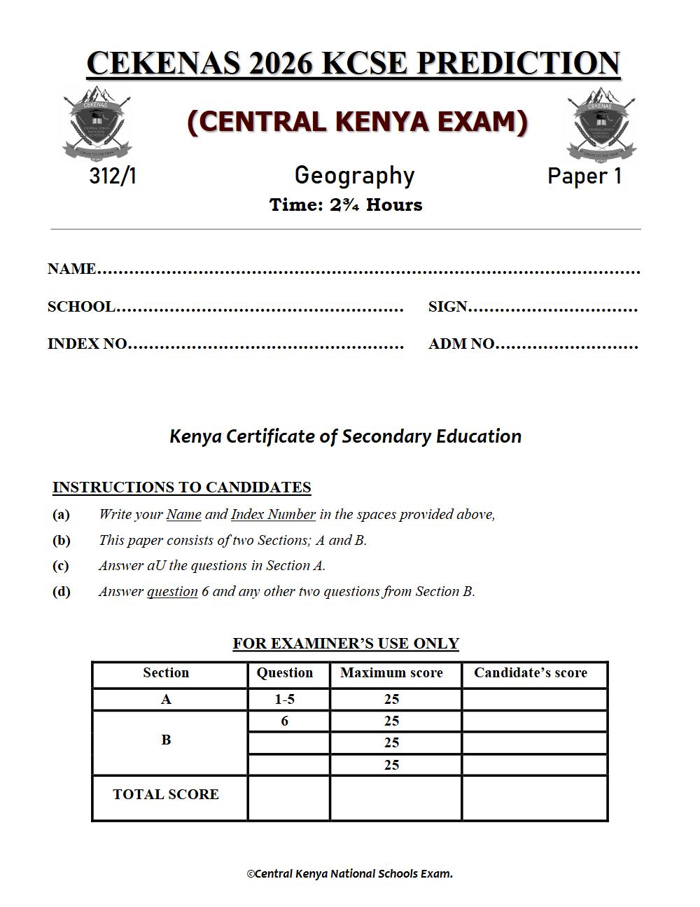Thumbnail preview of Form 4 Geography Paper 1 KCSE Prediction 2026_7