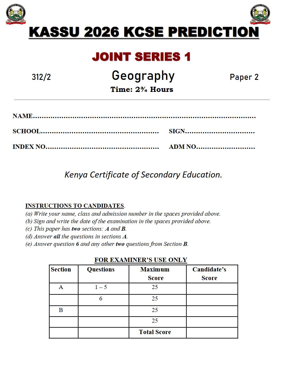 Thumbnail preview of Form 4 Geography Paper 2 KCSE Prediction 2026_10
