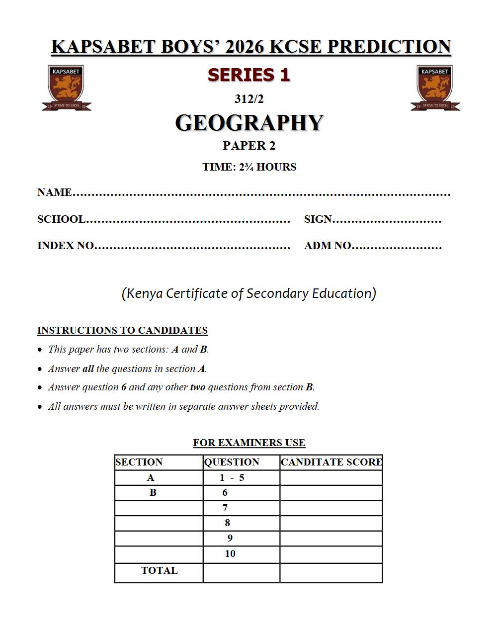 Thumbnail preview of Form 4 Geography Paper 2 KCSE Prediction 2026_12