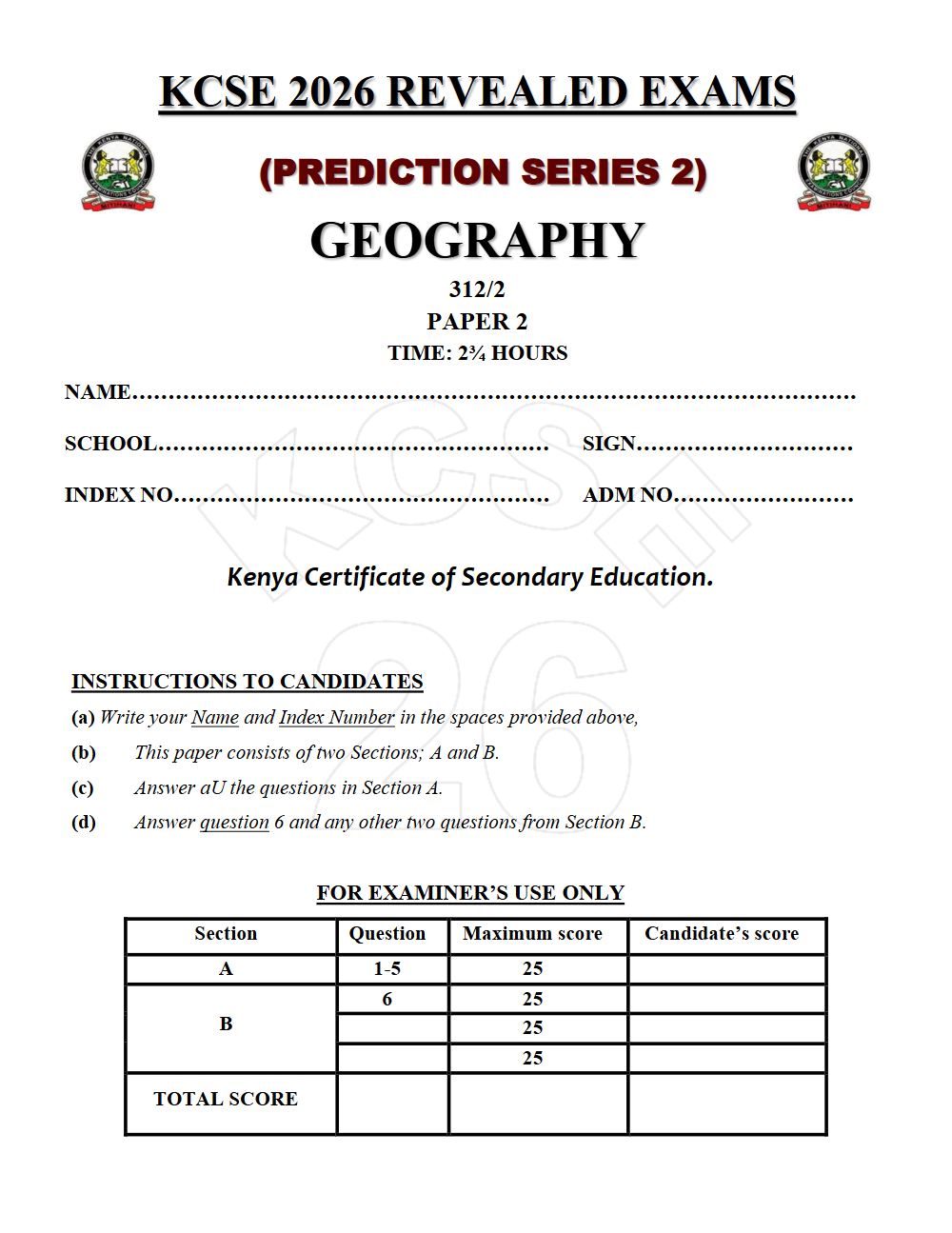 Thumbnail preview of Form 4 Geography Paper 2 KCSE Prediction 2026_18