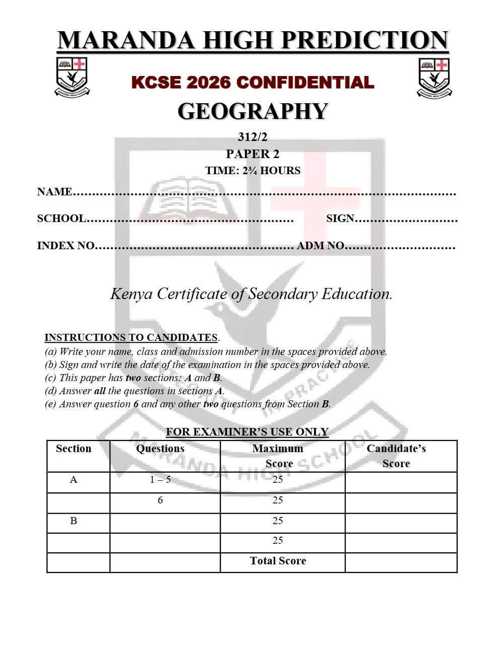 Thumbnail preview of Form 4 Geography Paper 2 KCSE Prediction 2026_22