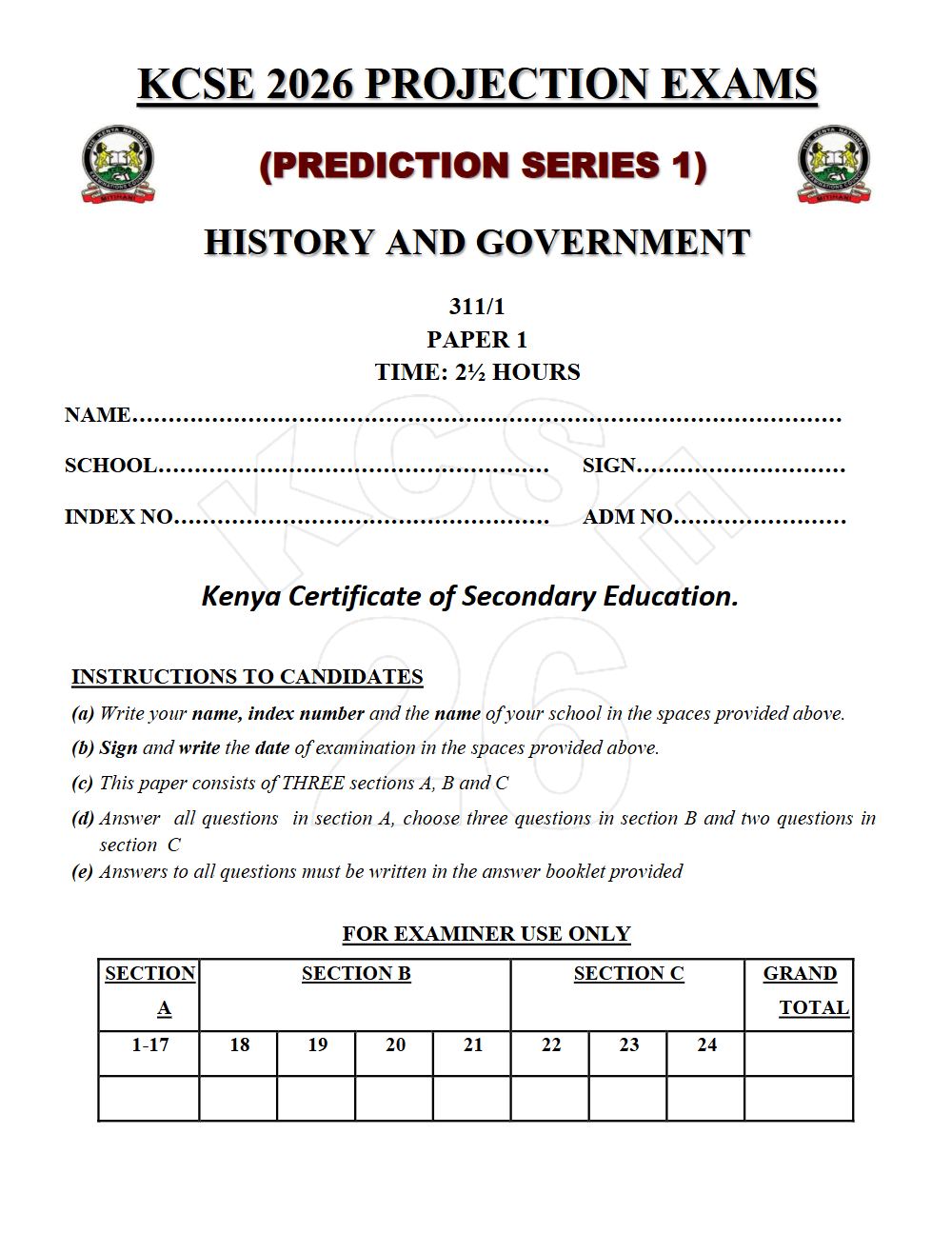 Thumbnail preview of Form 4 History and Government Paper 1 KCSE Prediction 2026_16