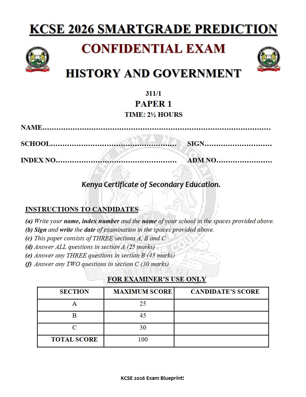 Thumbnail preview of Form 4 History and Government Paper 1 KCSE Prediction 2026_19