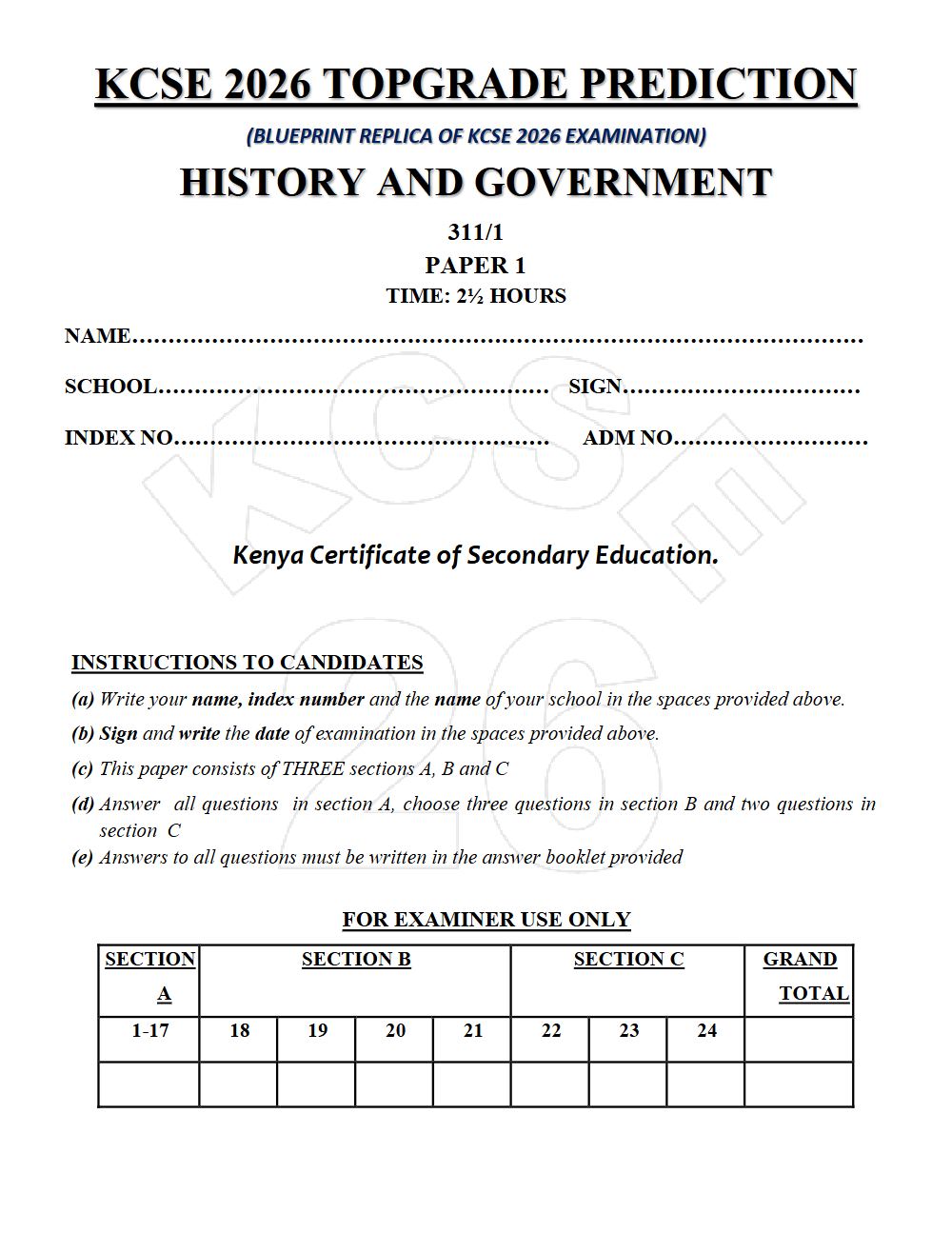 Thumbnail preview of Form 4 History and Government Paper 1 KCSE Prediction 2026_20