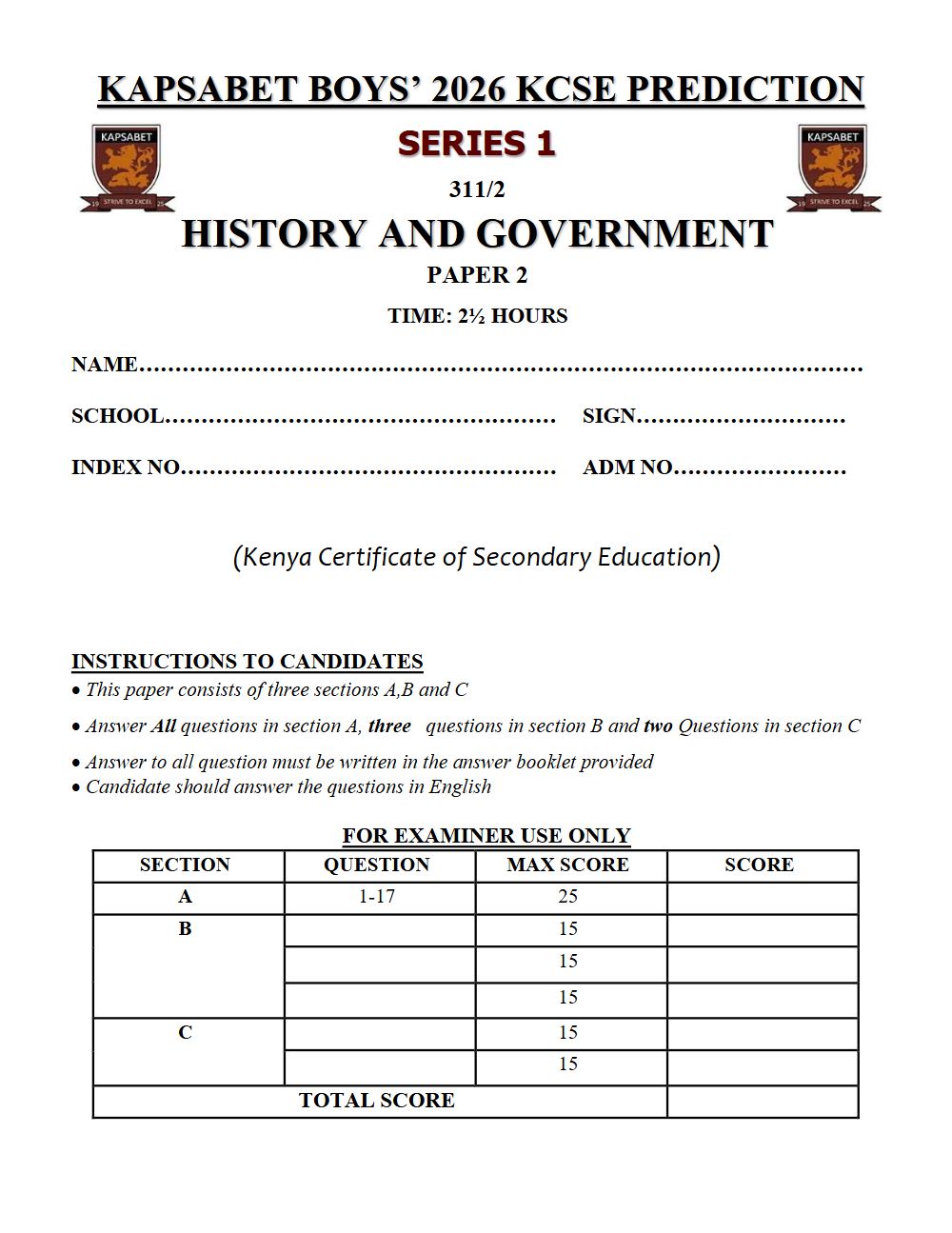 Thumbnail preview of Form 4 History and Government Paper 2 KCSE Prediction 2026_12