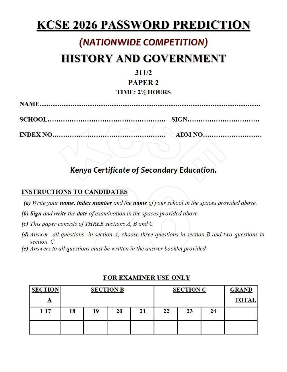 Thumbnail preview of Form 4 History and Government Paper 2 KCSE Prediction 2026_13