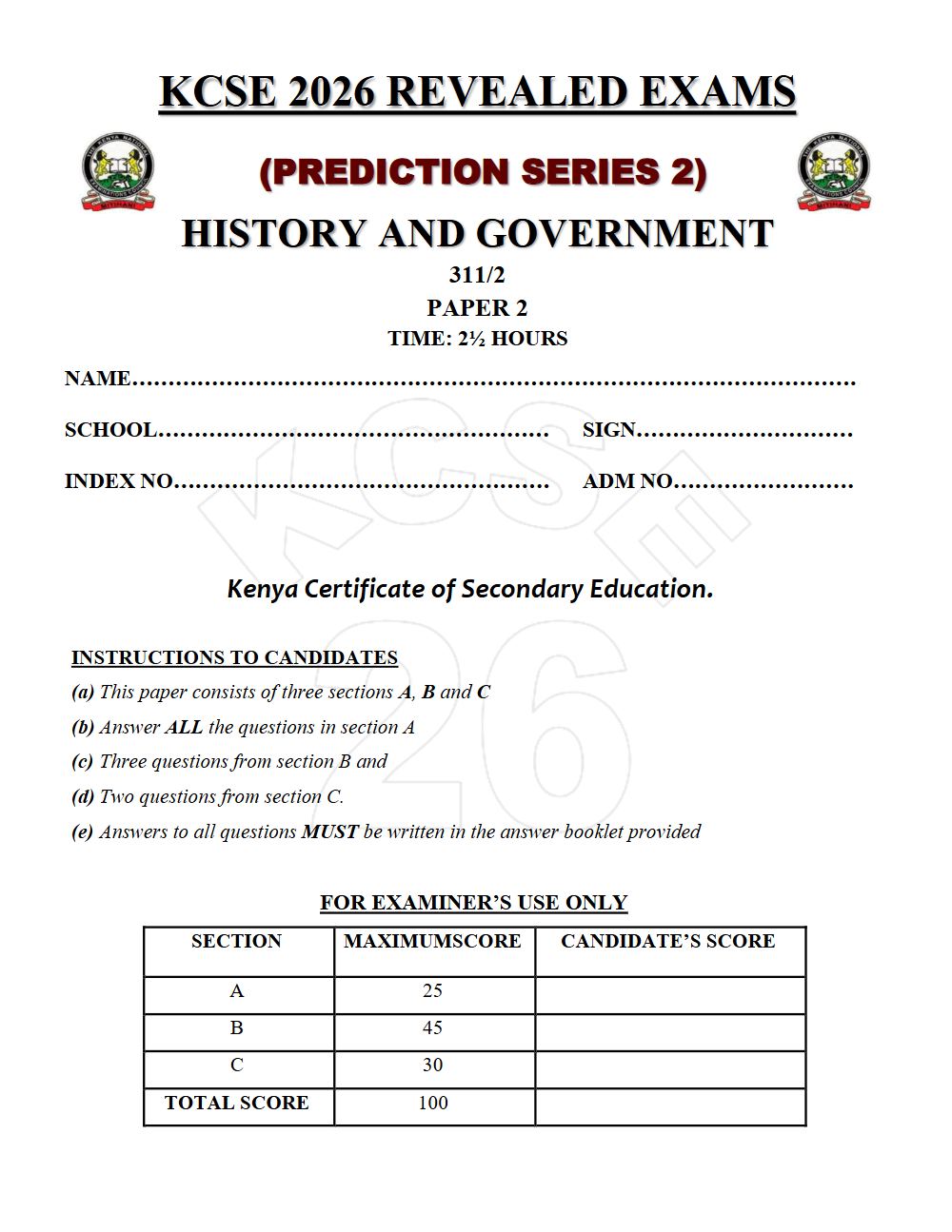 Thumbnail preview of Form 4 History and Government Paper 2 KCSE Prediction 2026_18