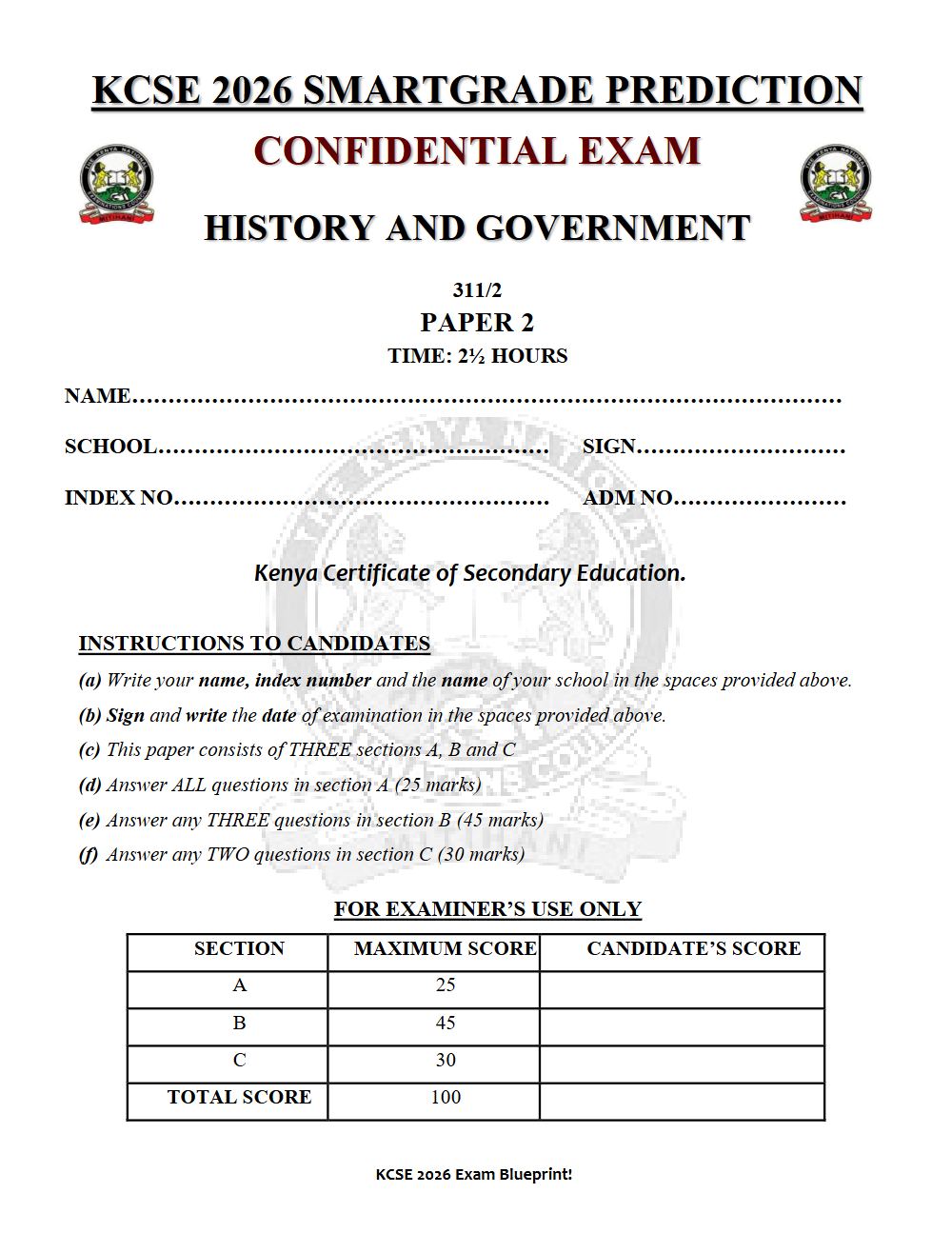 Thumbnail preview of Form 4 History and Government Paper 2 KCSE Prediction 2026_19