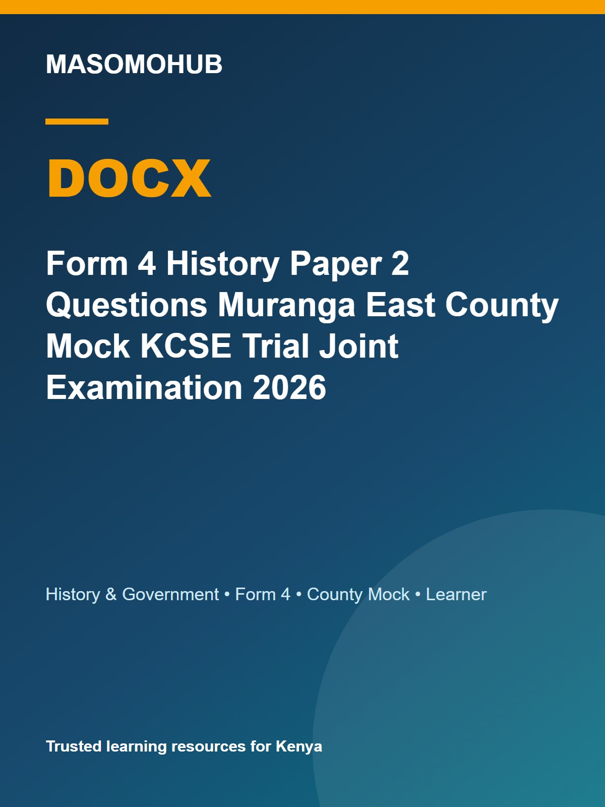 Thumbnail preview of Form 4 History Paper 2 Questions Muranga East County Mock KCSE Trial Joint Examination 2026