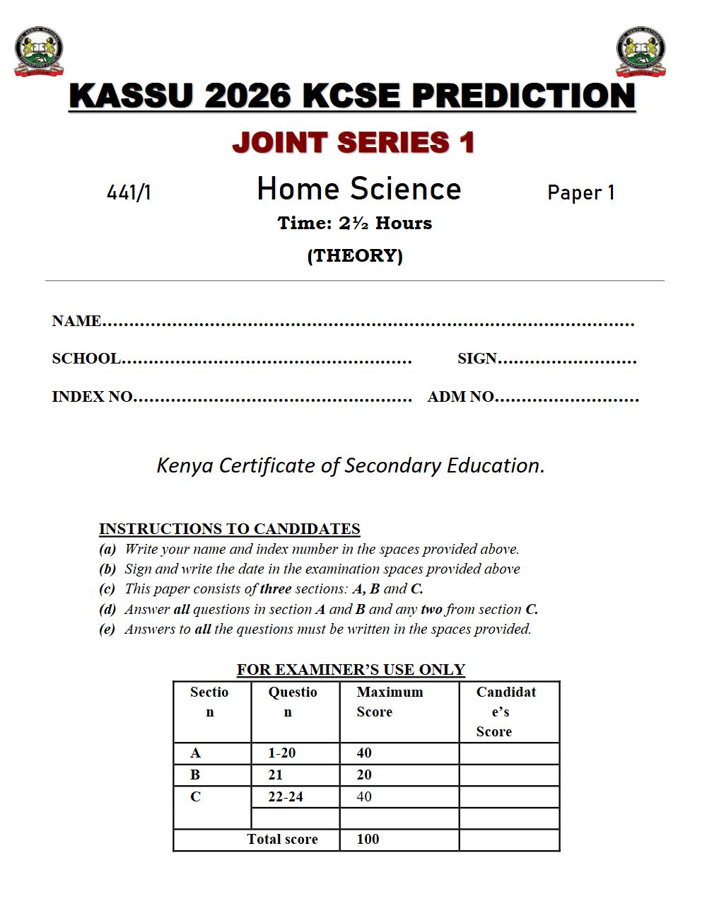 Thumbnail preview of Form 4 Home Science Paper 1 KCSE Prediction 2026_10