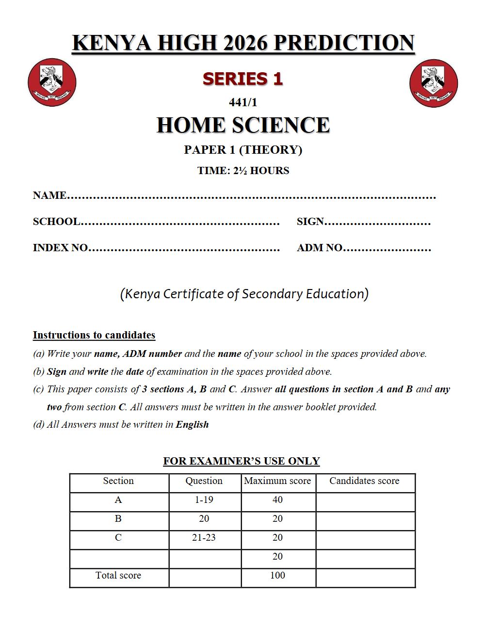 Thumbnail preview of Form 4 Home Science Paper 1 KCSE Prediction 2026_11