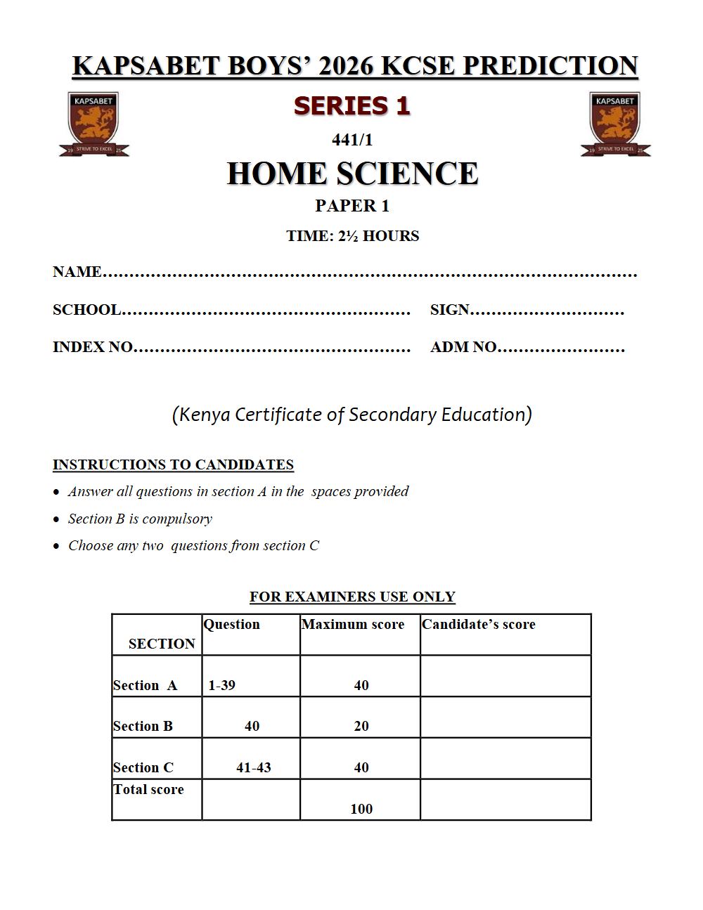 Thumbnail preview of Form 4 Home Science Paper 1 KCSE Prediction 2026_12