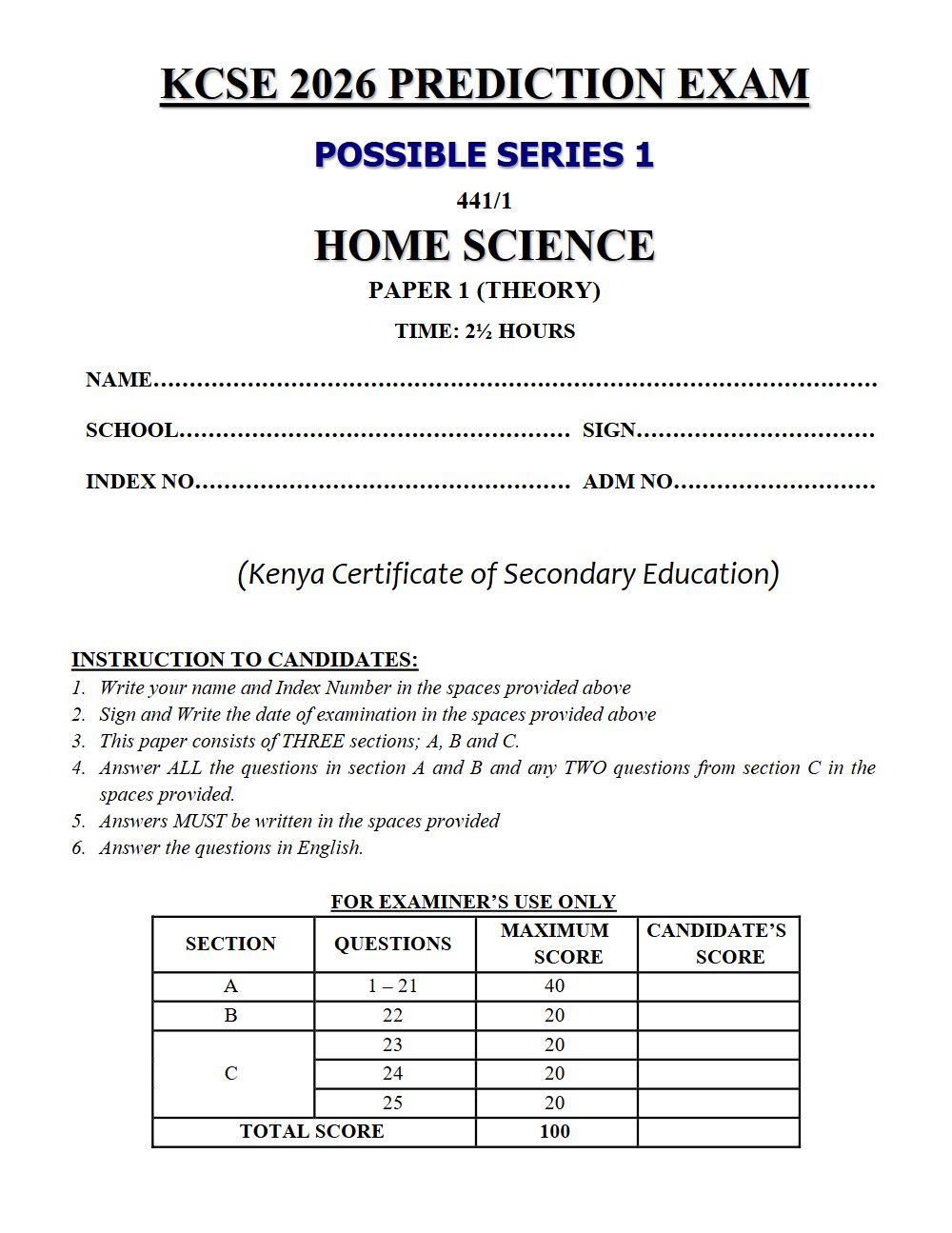 Thumbnail preview of Form 4 Home Science Paper 1 KCSE Prediction 2026_14