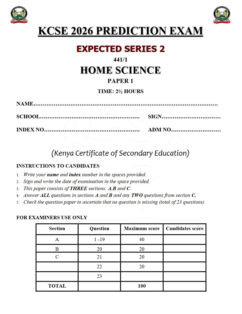 Thumbnail preview of Form 4 Home Science Paper 1 KCSE Prediction 2026_15