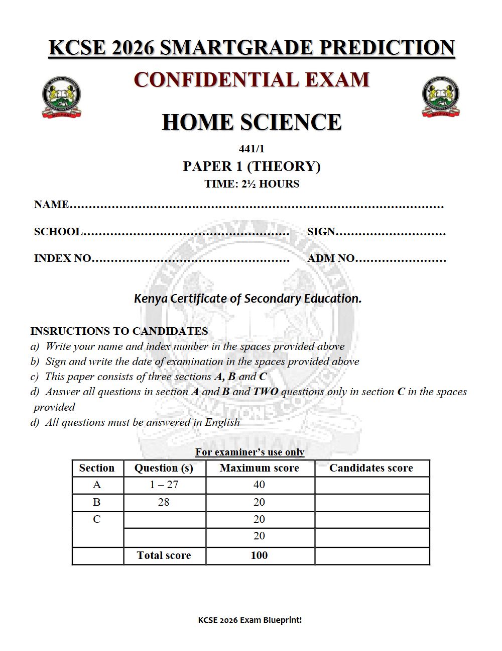 Thumbnail preview of Form 4 Home Science Paper 1 KCSE Prediction 2026_19
