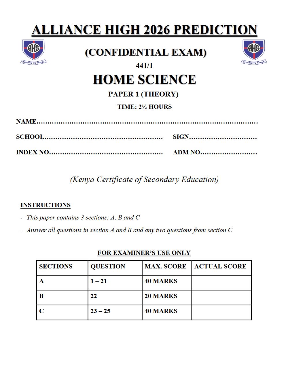 Thumbnail preview of Form 4 Home Science Paper 1 KCSE Prediction 2026_5