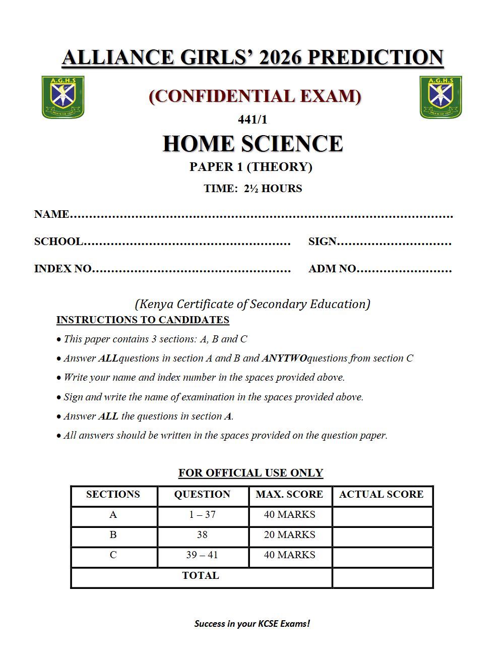 Thumbnail preview of Form 4 Home Science Paper 1 KCSE Prediction 2026_6