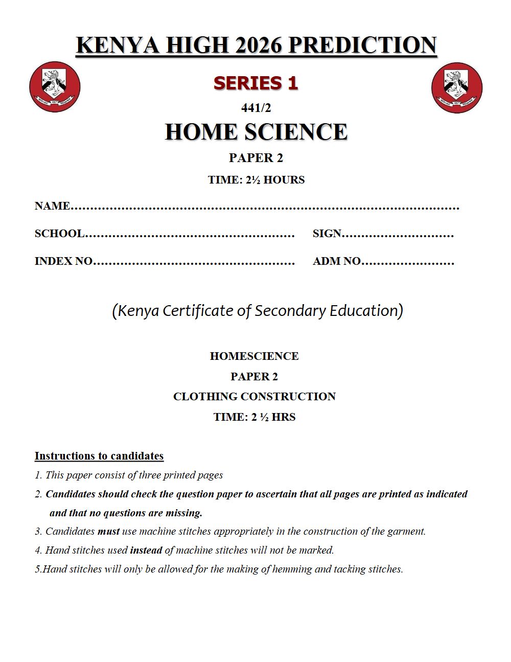 Thumbnail preview of Form 4 Home Science Paper 2 KCSE Prediction 2026_11