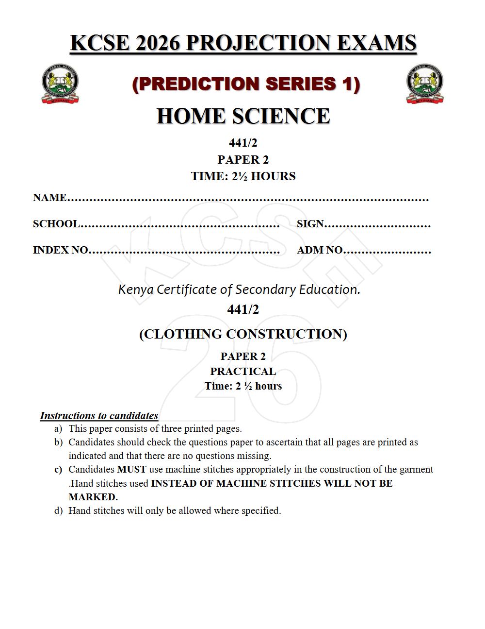 Thumbnail preview of Form 4 Home Science Paper 2 KCSE Prediction 2026_16