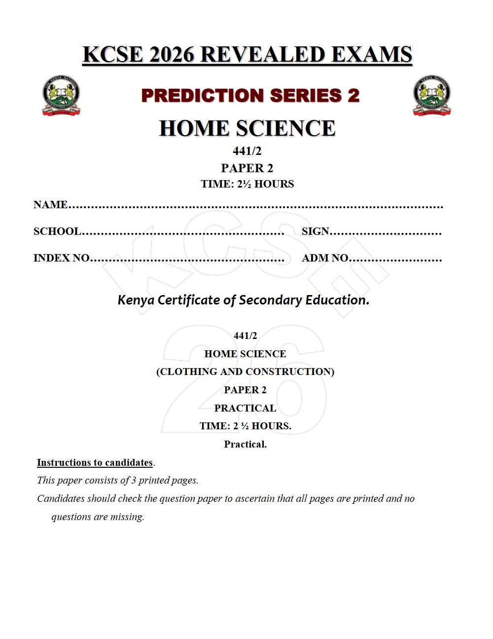 Thumbnail preview of Form 4 Home Science Paper 2 KCSE Prediction 2026_18
