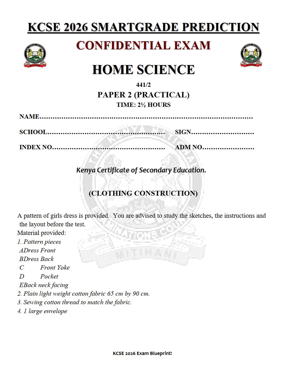 Thumbnail preview of Form 4 Home Science Paper 2 KCSE Prediction 2026_19
