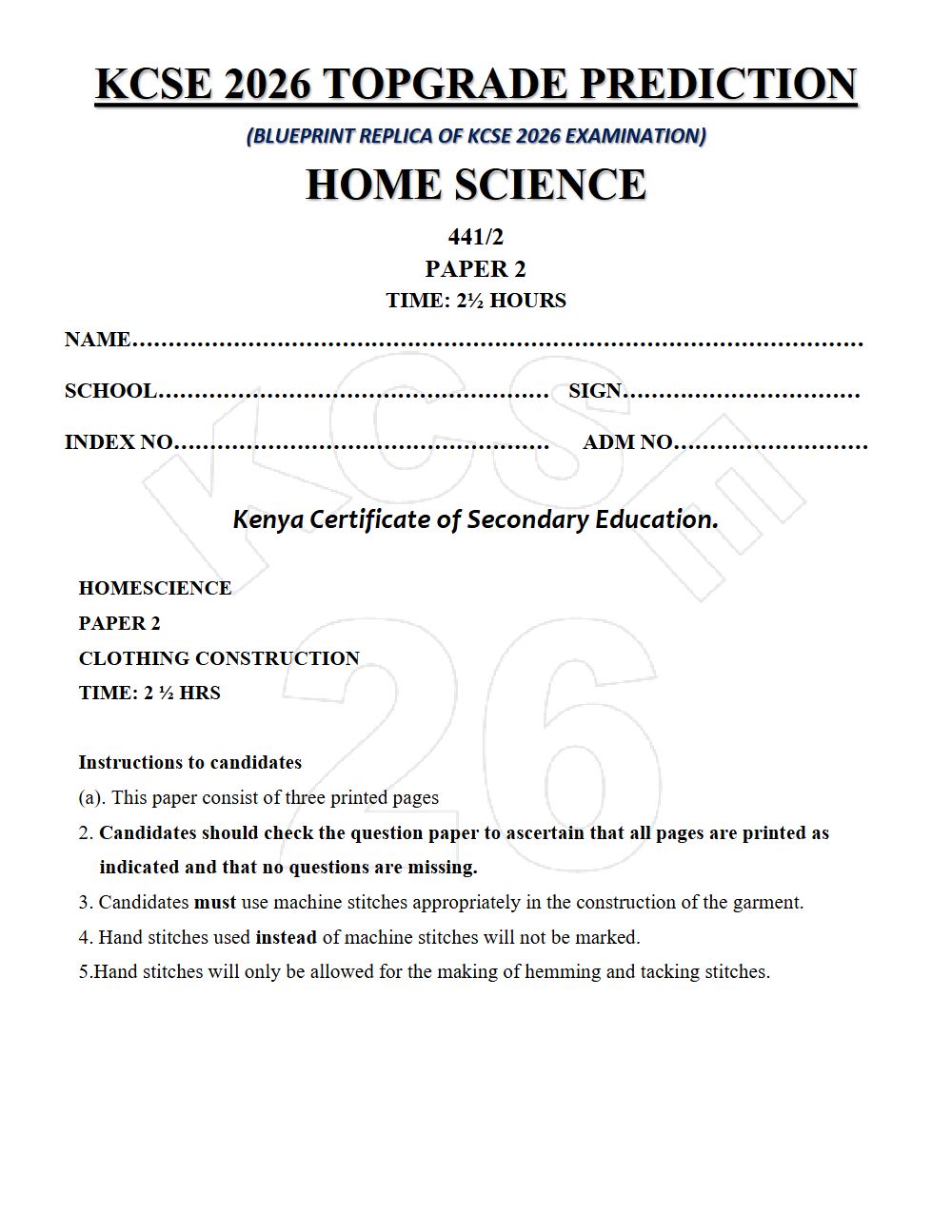 Thumbnail preview of Form 4 Home Science Paper 2 KCSE Prediction 2026_20