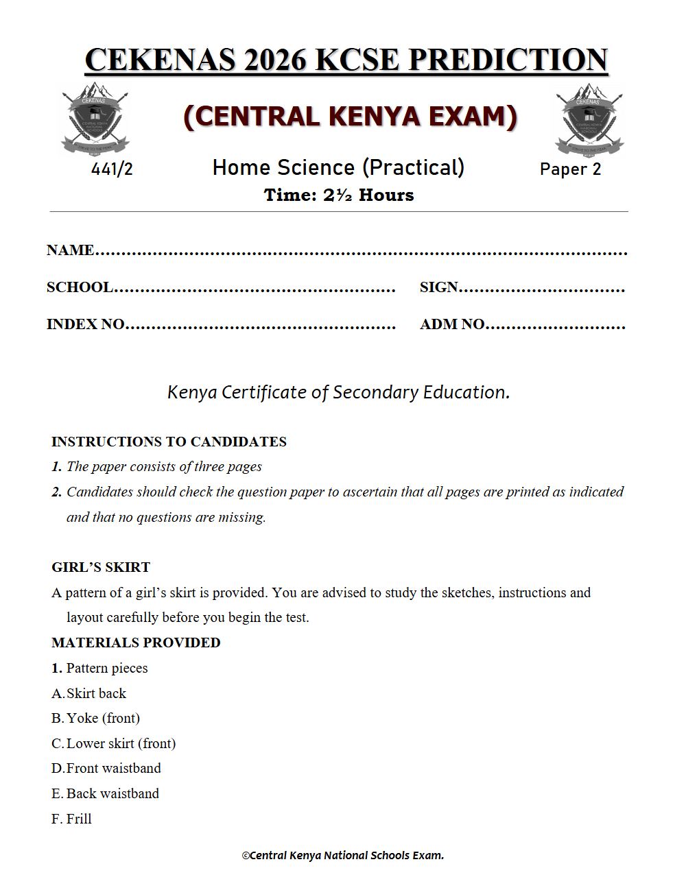 Thumbnail preview of Form 4 Home Science Paper 2 KCSE Prediction 2026_7
