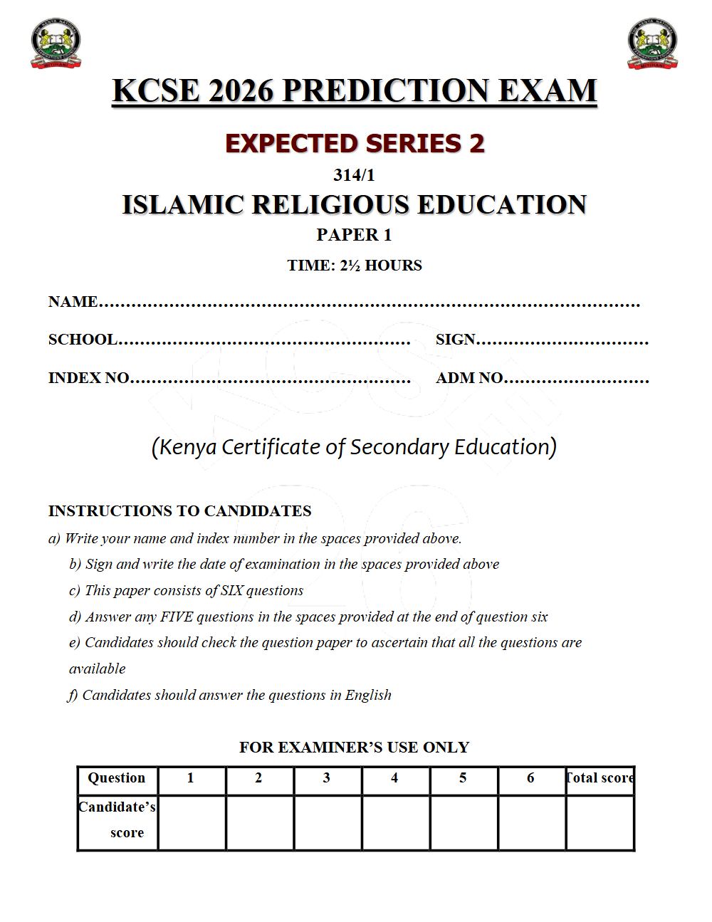 Thumbnail preview of Form 4 IRE Paper 1 KCSE Prediction 2026_15