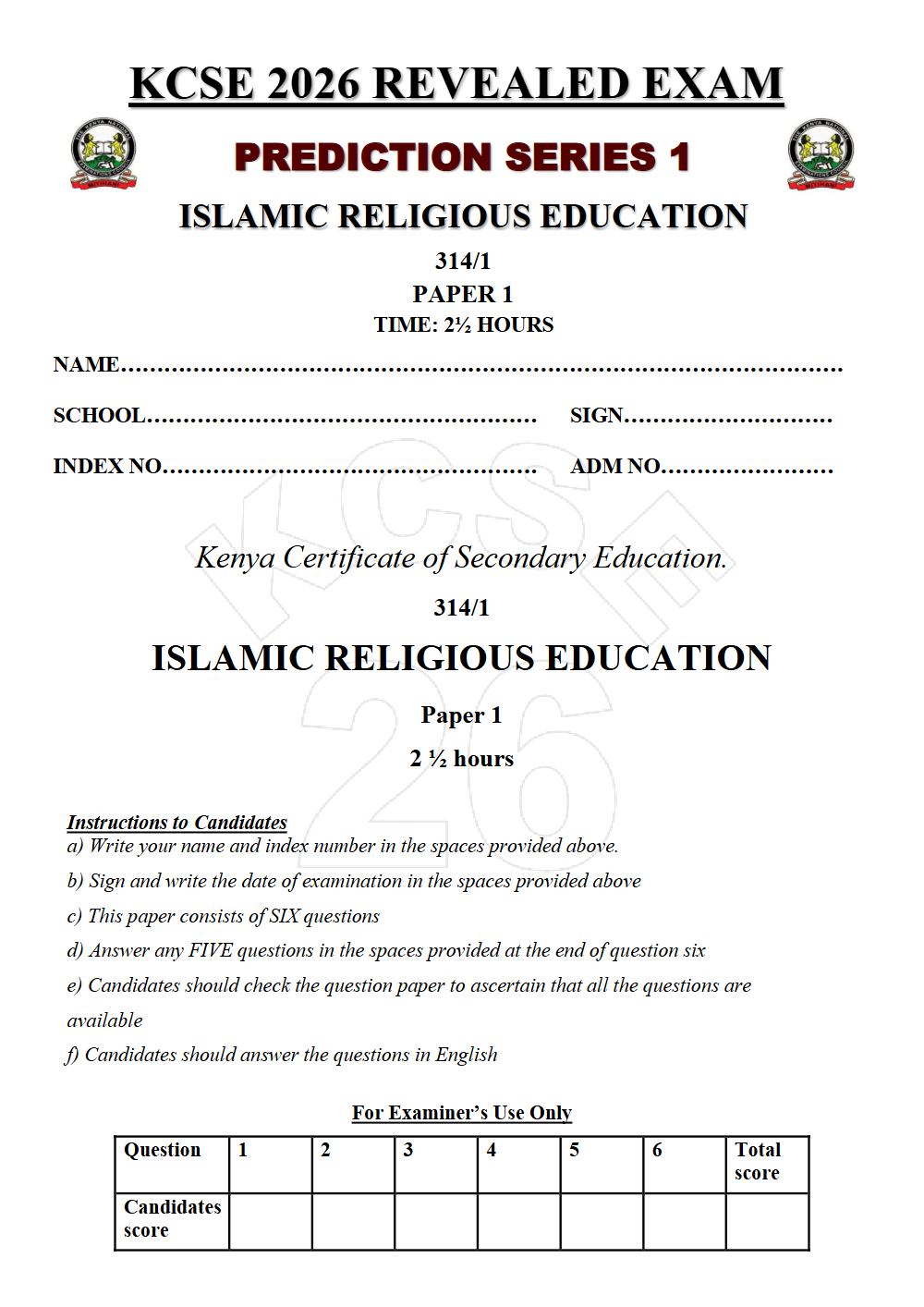 Thumbnail preview of Form 4 IRE Paper 1 KCSE Prediction 2026_17