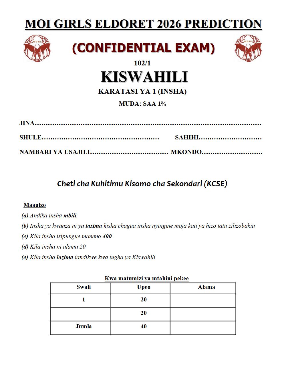 Thumbnail preview of Form 4 Kiswahili Paper 1 KCSE Prediction 2026_24