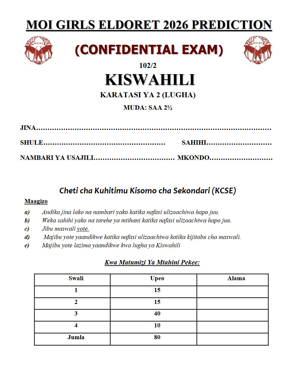 Thumbnail preview of Form 4 Kiswahili Paper 2 KCSE Prediction 2026_24