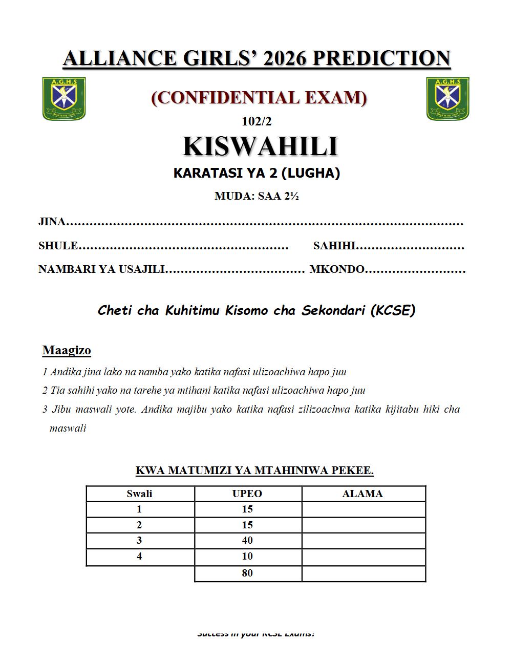 Thumbnail preview of Form 4 Kiswahili Paper 2 KCSE Prediction 2026_6
