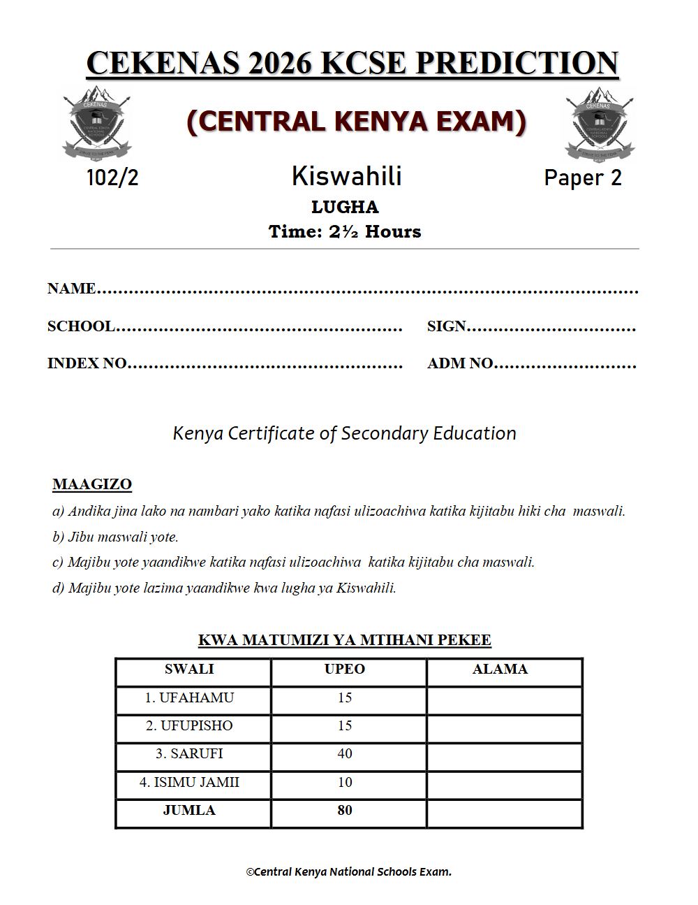 Thumbnail preview of Form 4 Kiswahili Paper 2 KCSE Prediction 2026_7