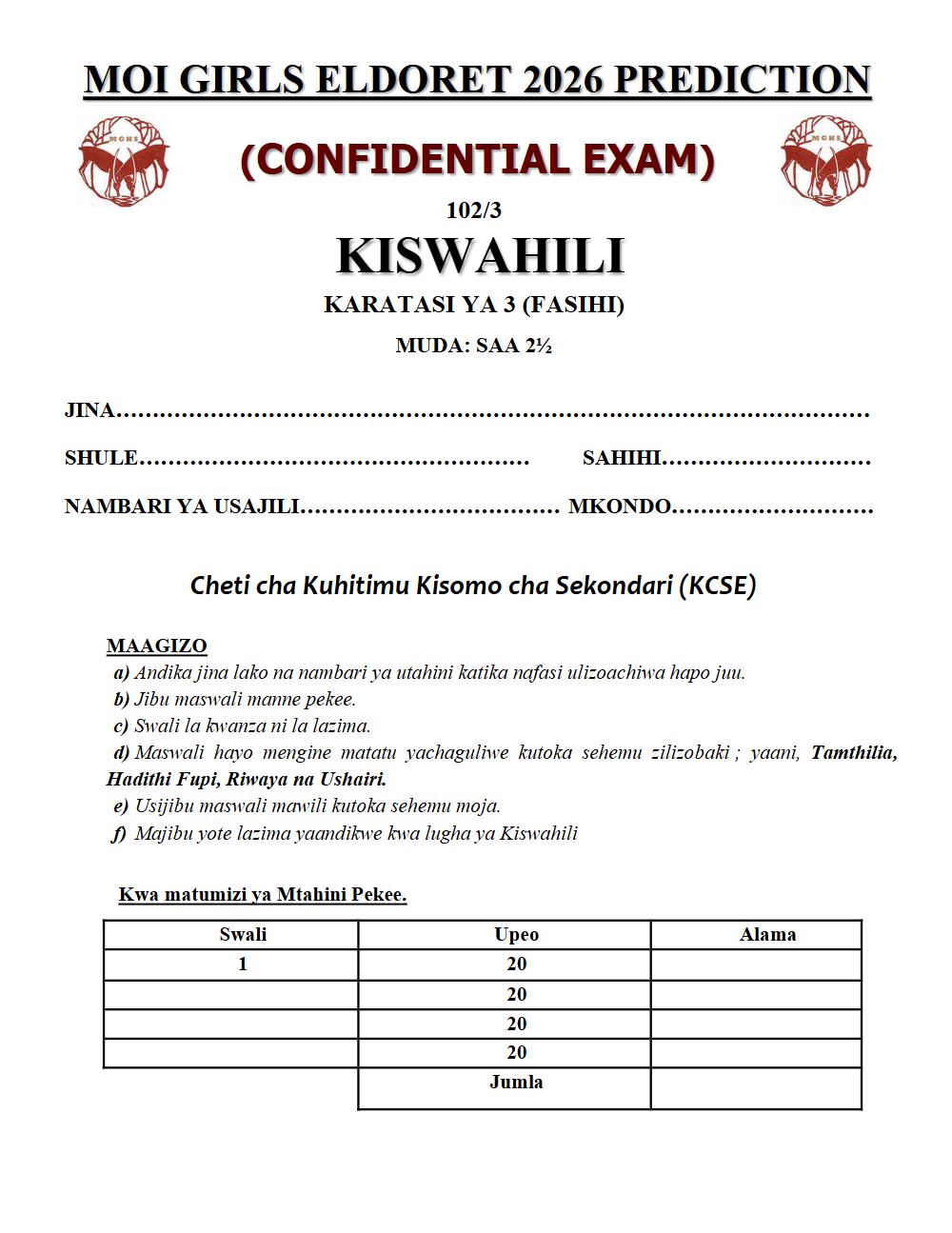 Thumbnail preview of Form 4 Kiswahili Paper 3 KCSE Prediction 2026_24