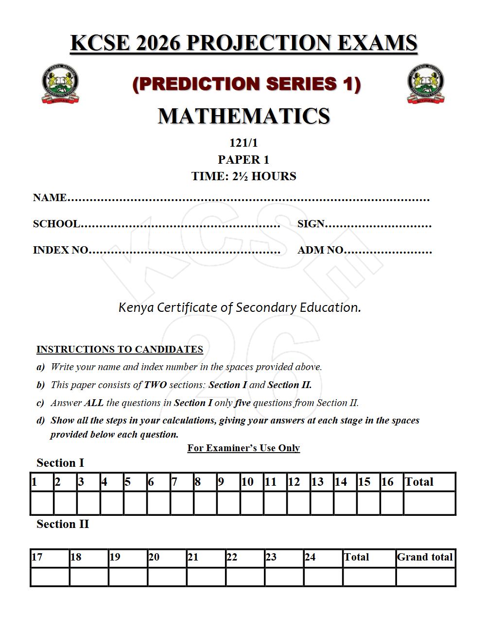 Thumbnail preview of Form 4 Mathematics Paper 1 KCSE Prediction 2026_16