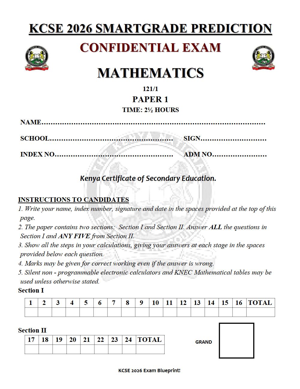 Thumbnail preview of Form 4 Mathematics Paper 1 KCSE Prediction 2026_19