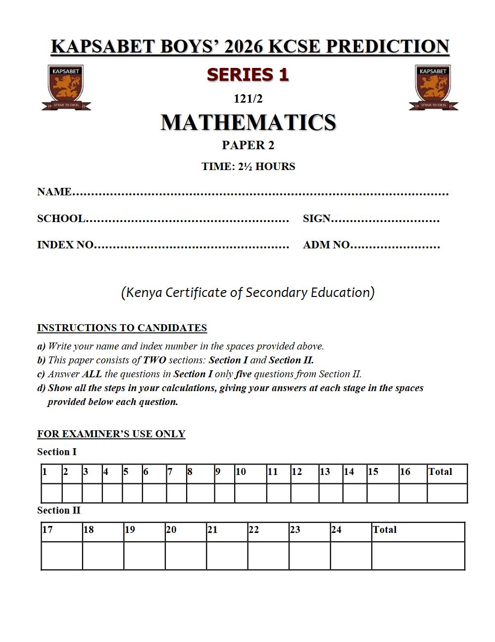 Thumbnail preview of Form 4 Mathematics Paper 2 KCSE Prediction 2026_12