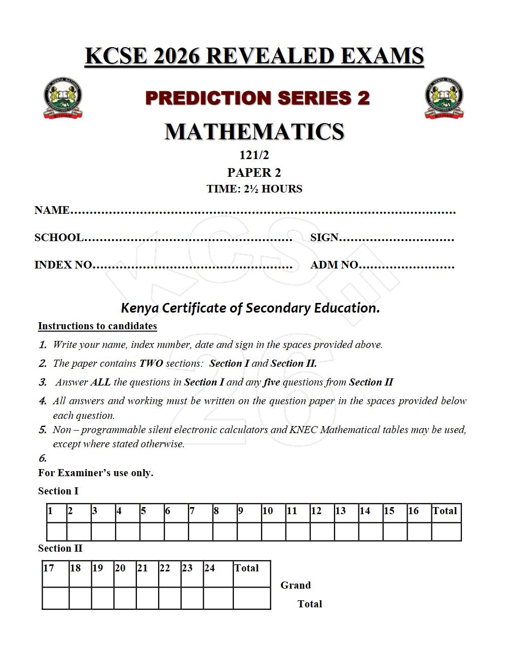 Thumbnail preview of Form 4 Mathematics Paper 2 KCSE Prediction 2026_18