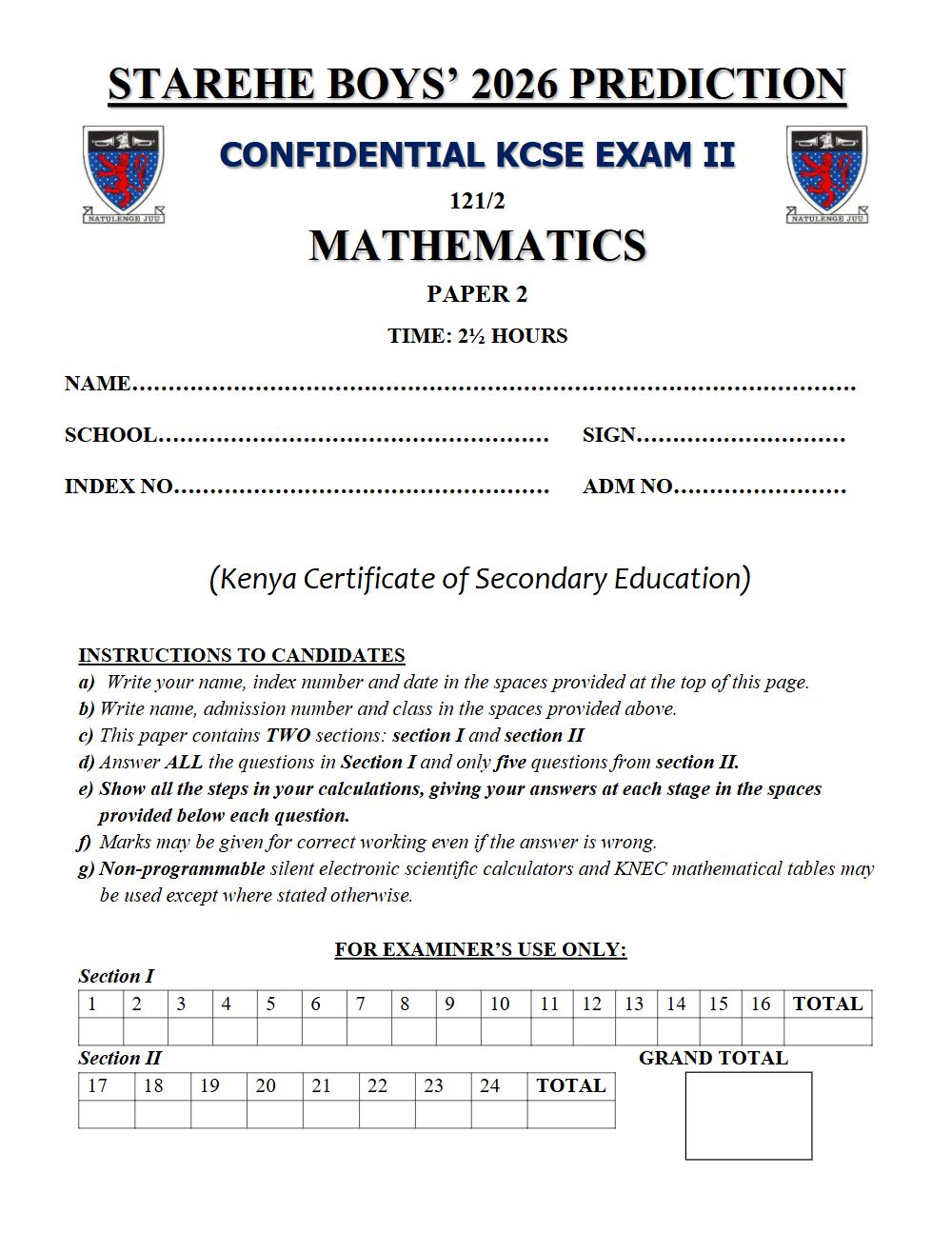 Thumbnail preview of Form 4 Mathematics Paper 2 KCSE Prediction 2026_30