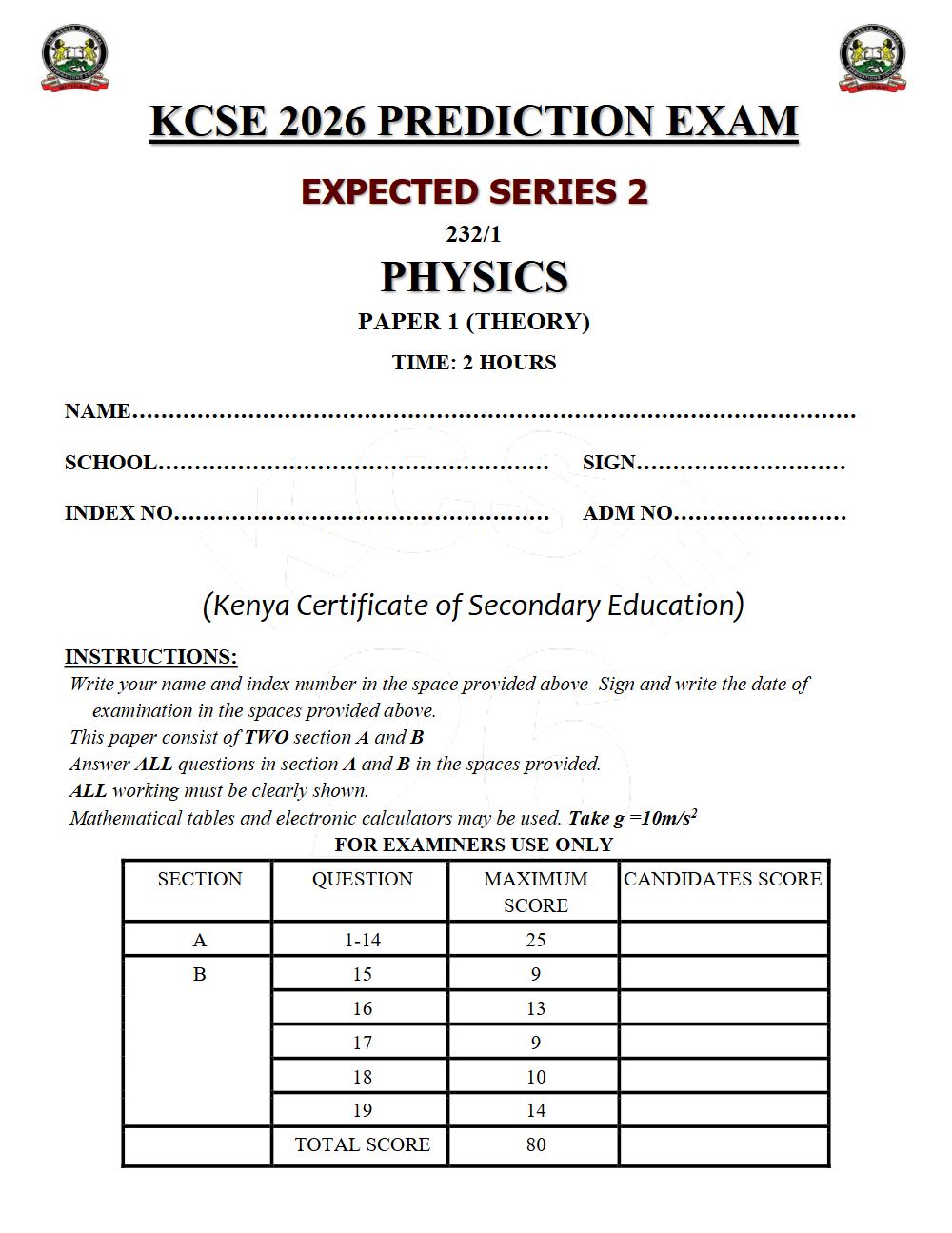 Thumbnail preview of Form 4 Physics Paper 1 KCSE Prediction 2026_15