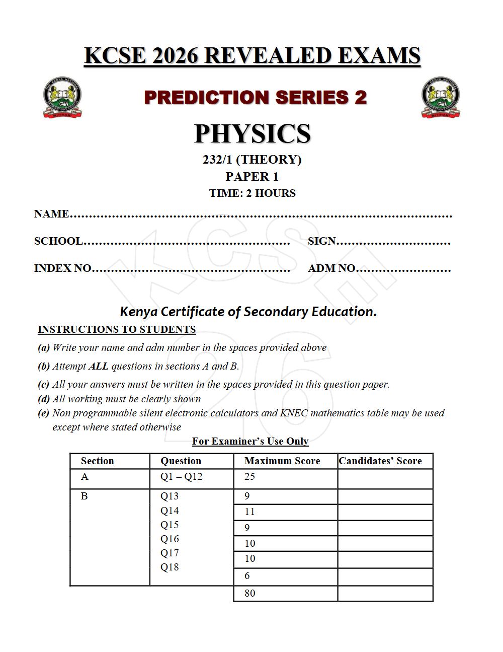 Thumbnail preview of Form 4 Physics Paper 1 KCSE Prediction 2026_18