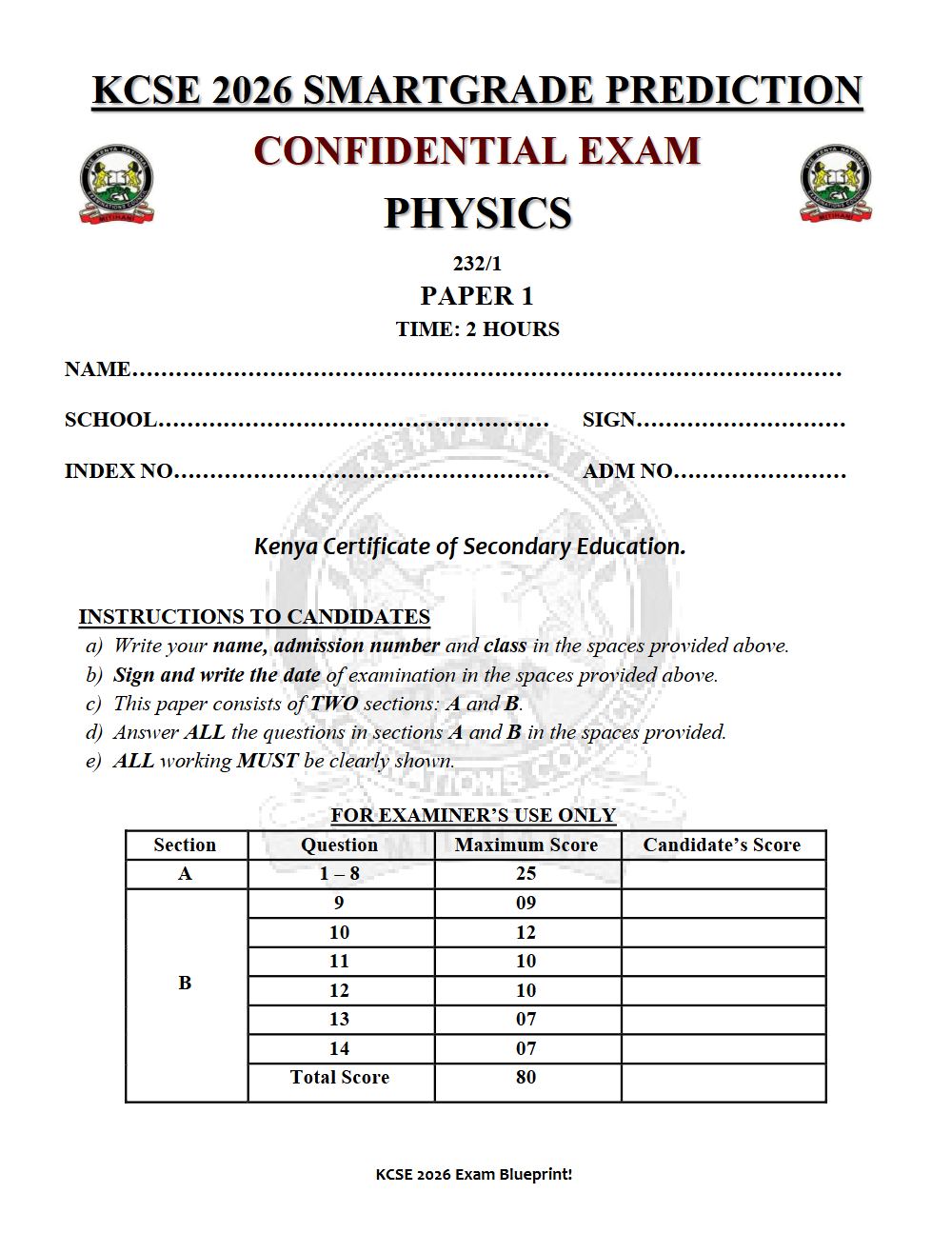 Thumbnail preview of Form 4 Physics Paper 1 KCSE Prediction 2026_19