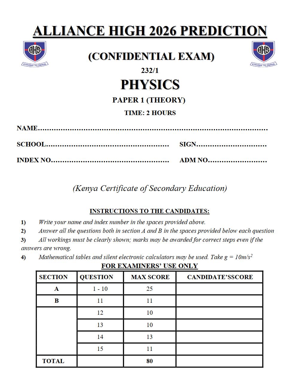 Thumbnail preview of Form 4 Physics Paper 1 KCSE Prediction 2026_5