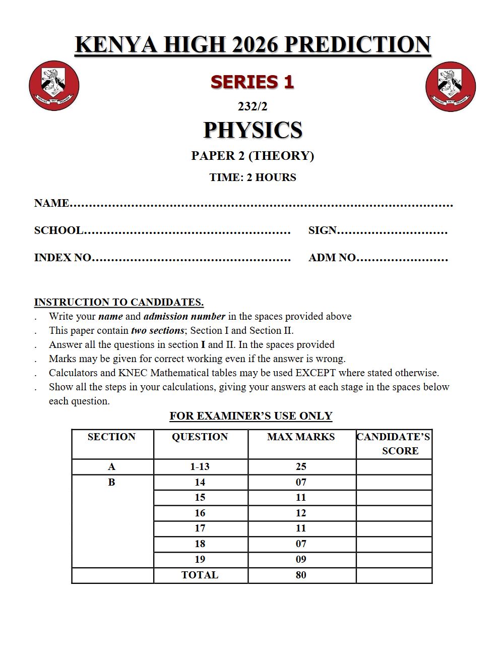 Thumbnail preview of Form 4 Physics Paper 2 KCSE Prediction 2026_11