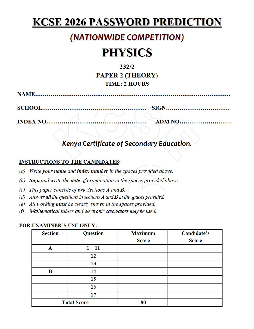 Thumbnail preview of Form 4 Physics Paper 2 KCSE Prediction 2026_13